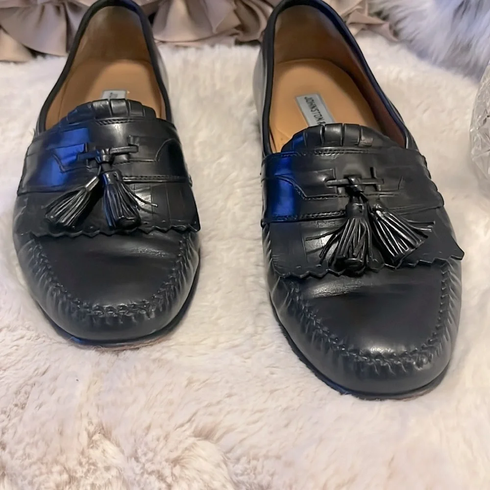 Johnston & Murphy Men’s Black Leather Loafer Slip On Tassel Dress Shoes  Sz 9